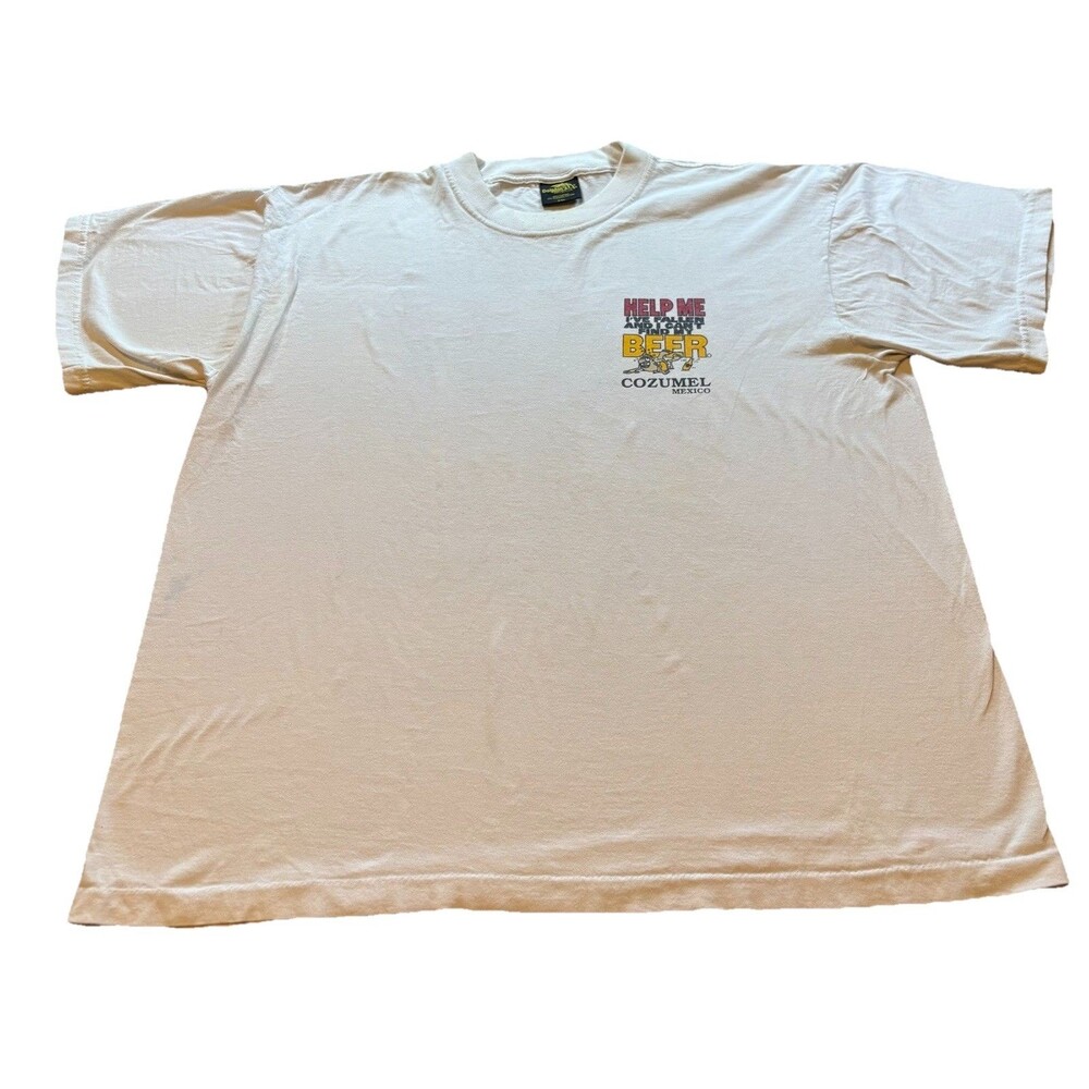 VTG 90’s Cozumel Mexico Shirt Mens 2XL White Beer Funny Graphic Tee